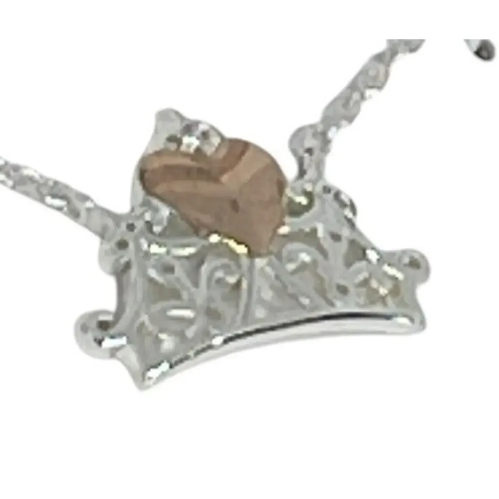 Disney Tiara Pendant Necklace Princess Crown 14K Gold Plated Chic Fashion NEW